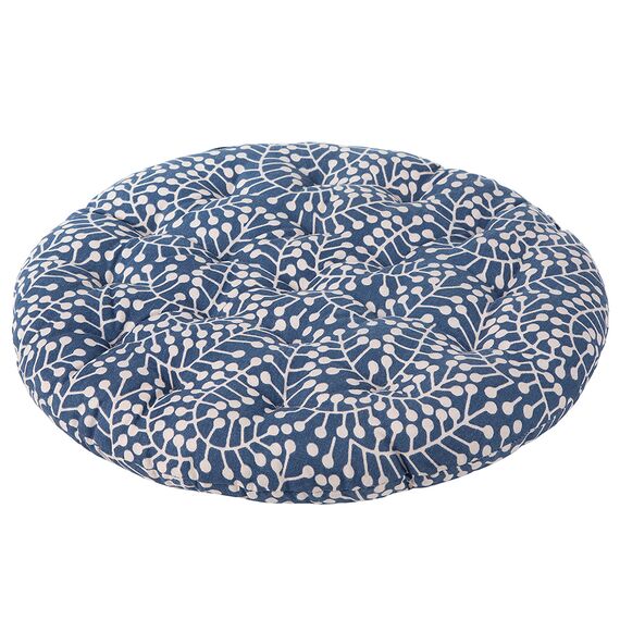 Подушка на стул круглая темно-синего цвета с принтом Спелая Смородина из коллекции Scandinavian touch, 40 см, изображение 5