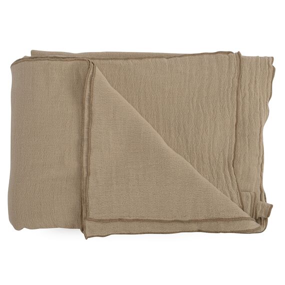 Покрывало легкое из хлопка бежевого цвета с контрастной каймой из коллекции Essential, 230х250 см, изображение 5
