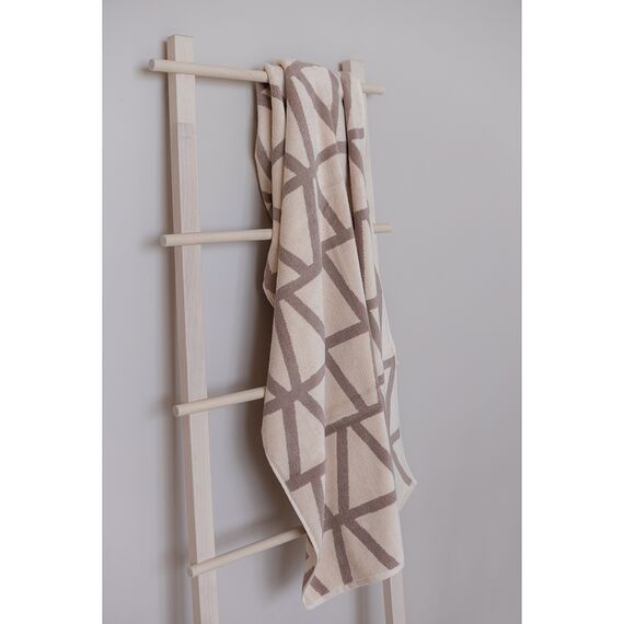 Полотенце жаккардовое банное с авторским дизайном Geometry, коричнево-бежевое Wild, 70х140 см, изображение 4