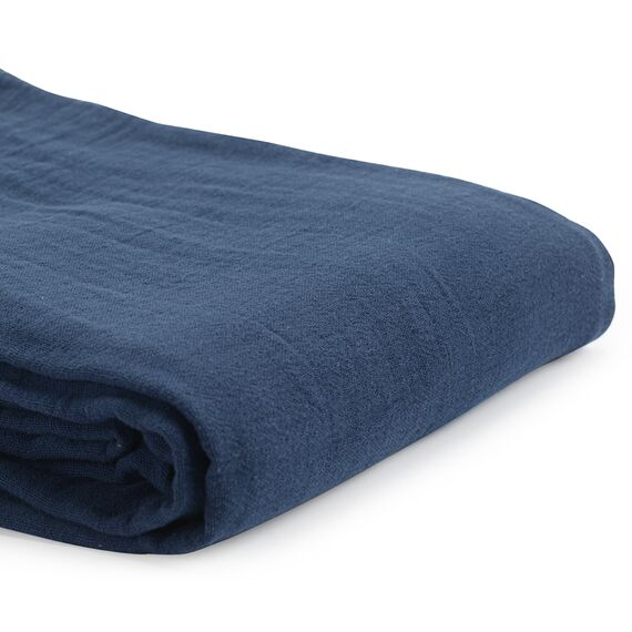 Покрывало легкое из хлопка темно-синего цвета с контрастной каймой из коллекции Essential, 230х250 см, изображение 8