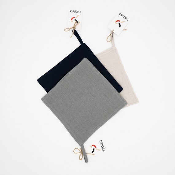 Прихватка из умягченного льна бежевого цвета, 22х22 см, изображение 3