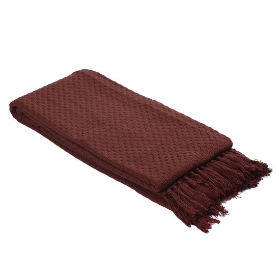 Покрывало вафельное бордового цвета из коллекции Essential, 180х250 см, изображение 5