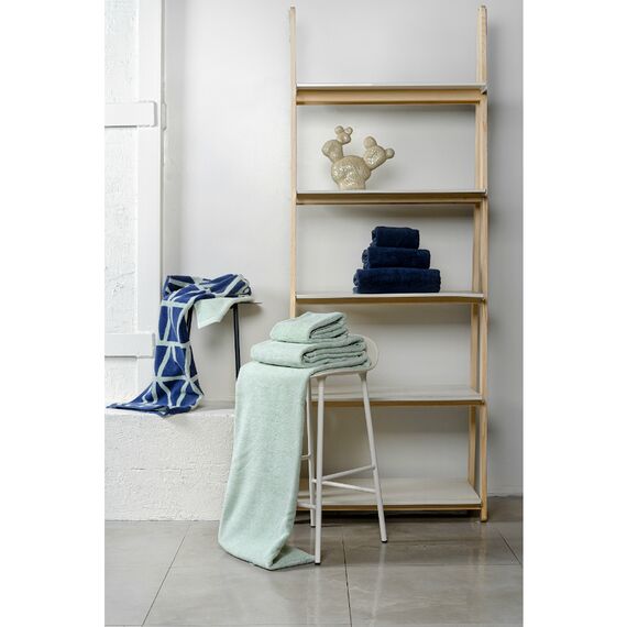 Полотенце жаккардовое банное с авторским дизайном Geometry серо-синее Wild, 70х140 см, изображение 3