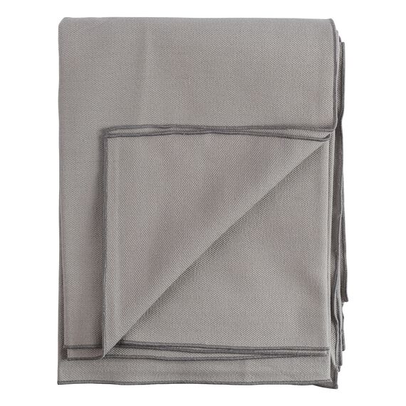 Покрывало из фактурного хлопка серого цвета с контрастным кантом из коллекции Essential, 230х250 см, изображение 3