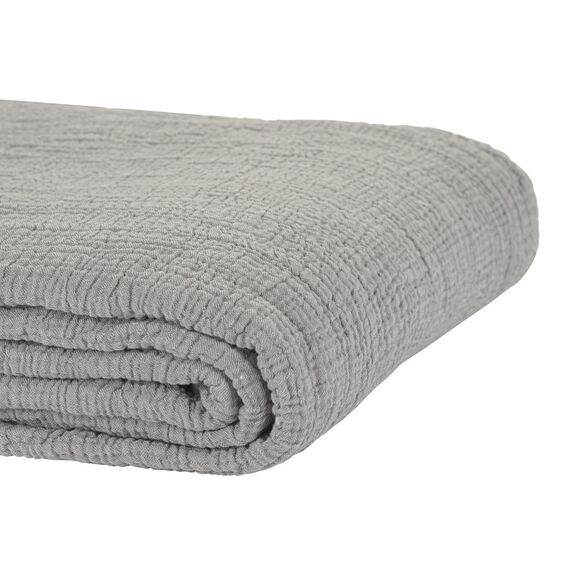 Покрывало из жатого хлопка серого цвета  из коллекции Essential, 230х250 см, изображение 4