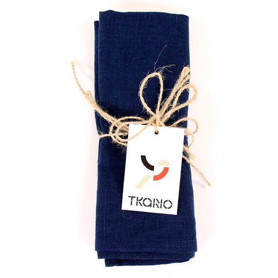 Салфетка сервировочная из умягченного льна темно-синего цвета, 45х45 см, изображение 3