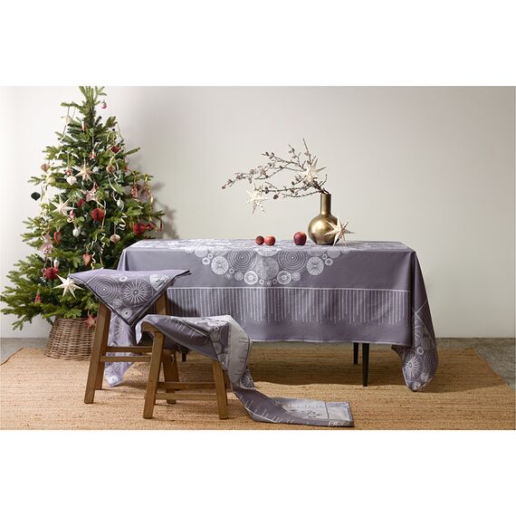 Салфетка из хлопка фиолетово-серого цвета с рисунком Ледяные узоры, New Year Essential, 53х53см, изображение 5