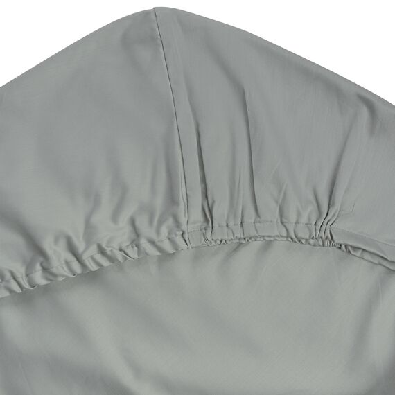 Простыня на резинке из сатина светло-серого цвета из коллекции Essential, 180х200х28 см, изображение 2