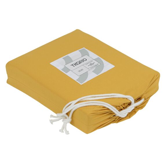 Простыня горчичного цвета из органического стираного хлопка из коллекции Essential, 180х270 см, изображение 3