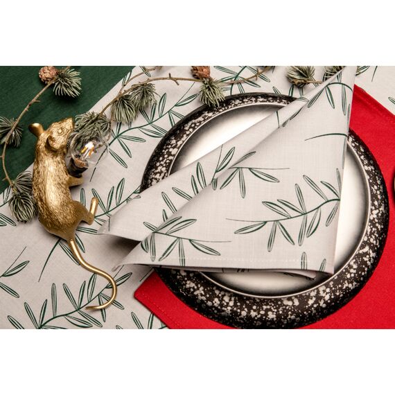 Салфетка двухсторонняя под приборы из хлопка с графичным принтом Папоротник Russian North, 35х45 см, изображение 2