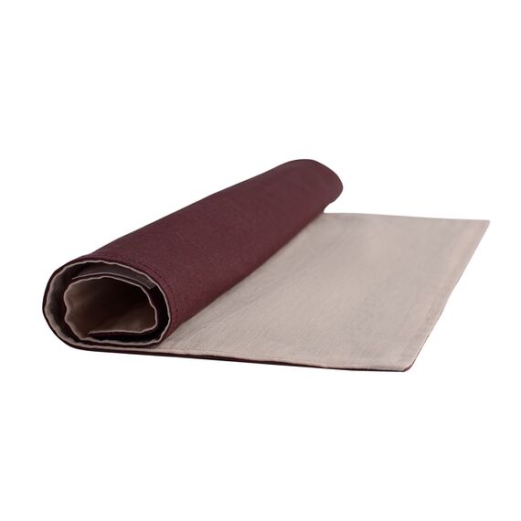 Салфетка под приборы из умягченного льна с декоративной обработкой бордо/розовый Essential, 35х45 см, изображение 3