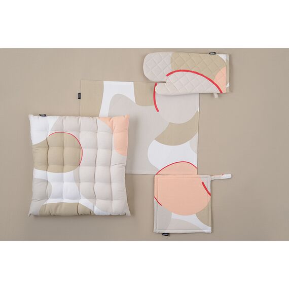 Прихватка-варежка из хлопка бежевого цвета с авторским принтом из коллекции Freak Fruit, 33х17,5 см, изображение 4