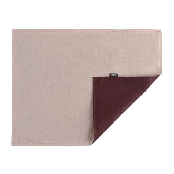 Салфетка под приборы из умягченного льна с декоративной обработкой бордо/розовый Essential, 35х45 см, изображение 2