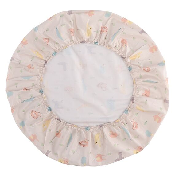 Простыня круглая на резинке из сатина с принтом Animalia world из коллекции Tiny world, 75х75х20 см, изображение 2