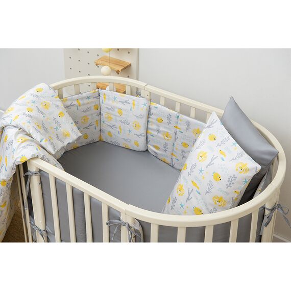 Простыня на резинке детская из сатина светло-серого цвета из коллекции Essential, 90х200х28 см, изображение 7