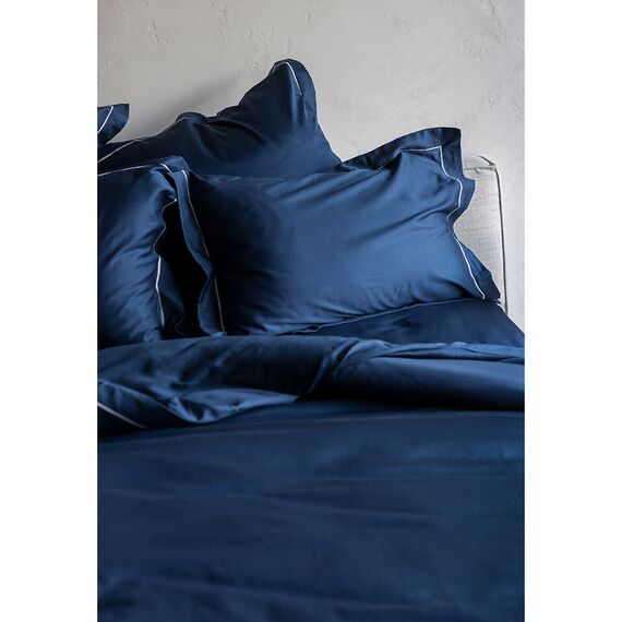 Простыня из сатина темно-синего цвета из египетского хлопка из коллекции Essential, 180х270 см, изображение 4
