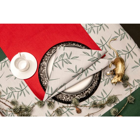 Салфетка двухсторонняя под приборы из хлопка с графичным принтом Папоротник Russian North, 35х45 см, изображение 10