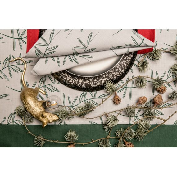 Салфетка двухсторонняя под приборы из хлопка с графичным принтом Папоротник Russian North, 35х45 см, изображение 3