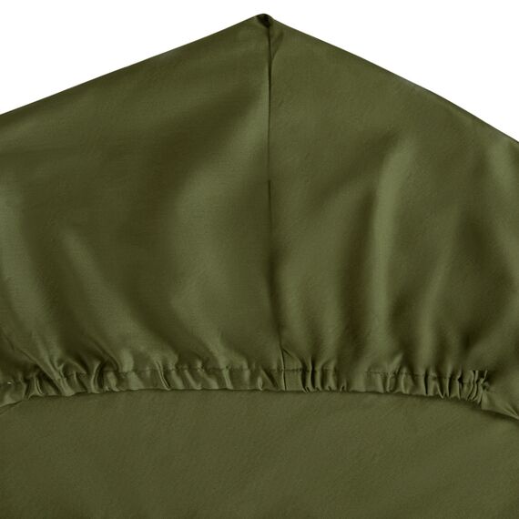 Простыня на резинке из сатина оливкового цвета из коллекции Wild, 200х200х30 см, изображение 2