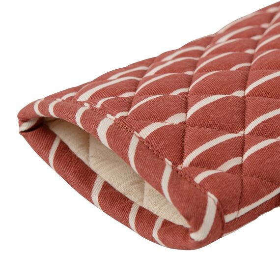 Прихватка-варежка из хлопка терракотового цвета с принтом Полоски из коллекции Prairie, 33х17,5 см, изображение 2