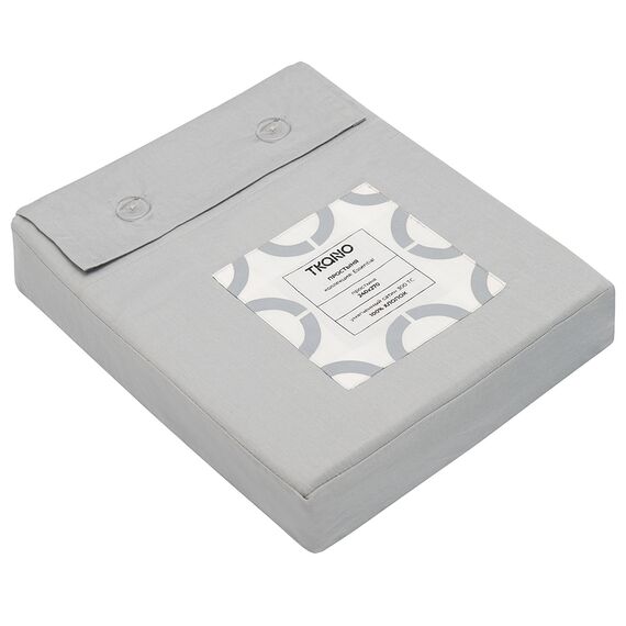 Простыня из умягченного сатина серого цвета из коллекции Essential, 240х270 см, изображение 3