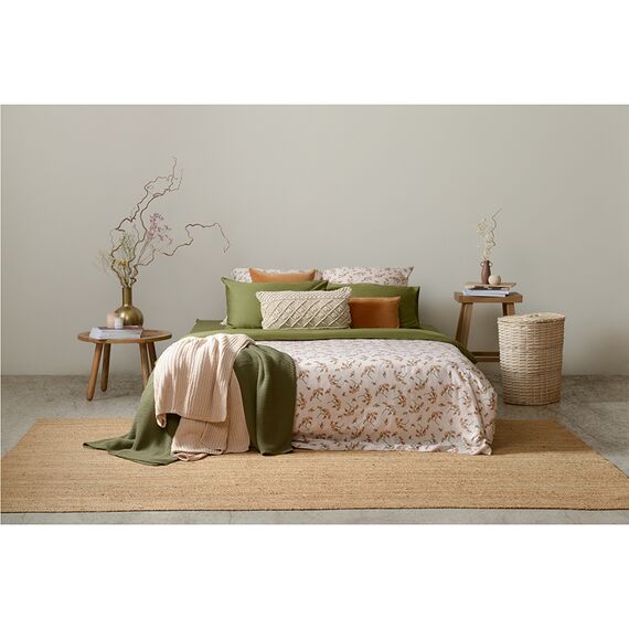 Простыня из сатина оливкового цвета из коллекции Wild, 180х270 см, изображение 9