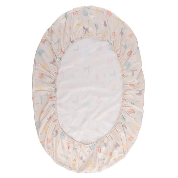 Простыня овальная на резинке из сатина с принтом Animalia world из коллекции Tiny world, 75х125х20 см, изображение 2