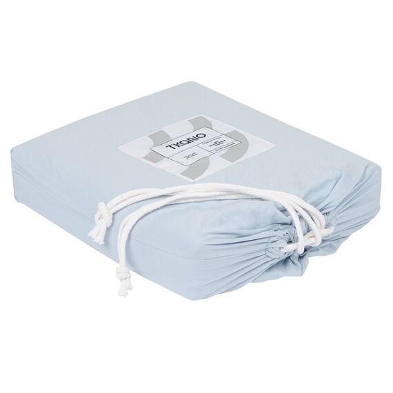 Простыня небесно-голубого цвета из органического стираного хлопка из коллекции Essential, 240х270 см, изображение 3