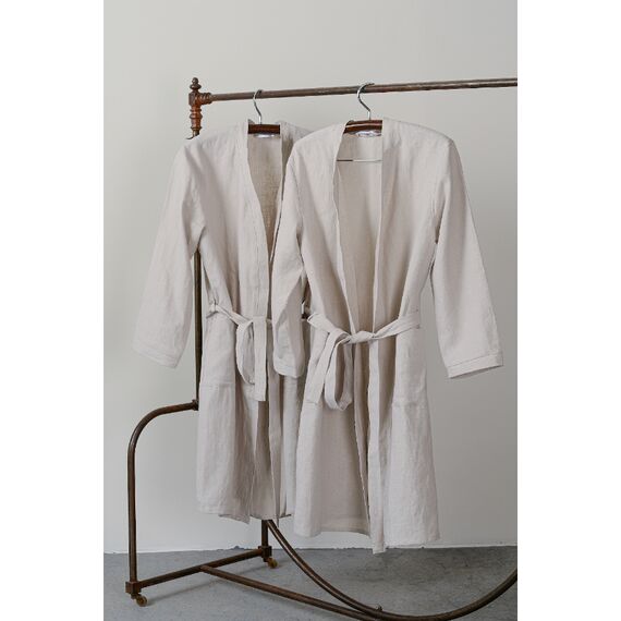 Халат из умягченного льна бежевого цвета Essential S, изображение 2