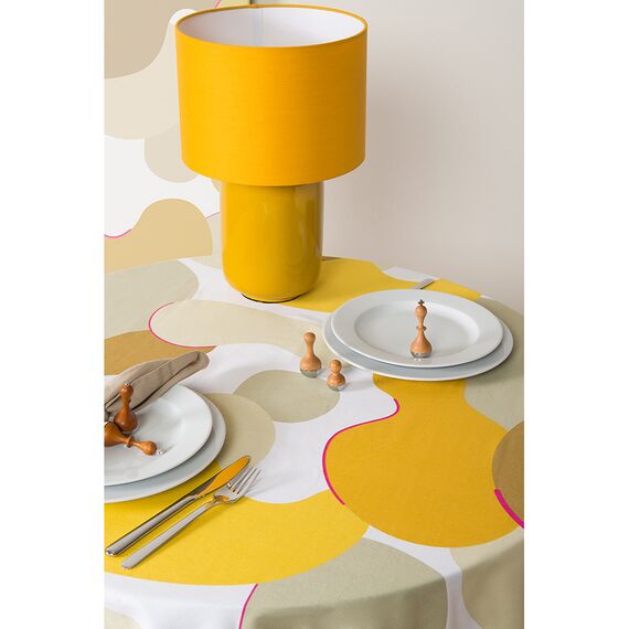 Скатерть из хлопка горчичного цвета с авторским принтом из коллекции Freak Fruit, 170х250 см, изображение 4