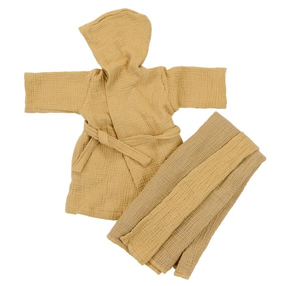 Халат из жатого хлопка горчичного цвета из коллекции Essential 4-5Y, изображение 8