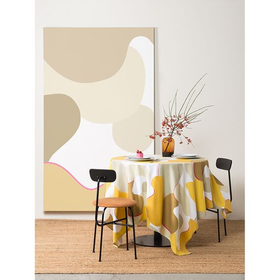 Скатерть из хлопка горчичного цвета с авторским принтом из коллекции Freak Fruit, 170х250 см, изображение 2