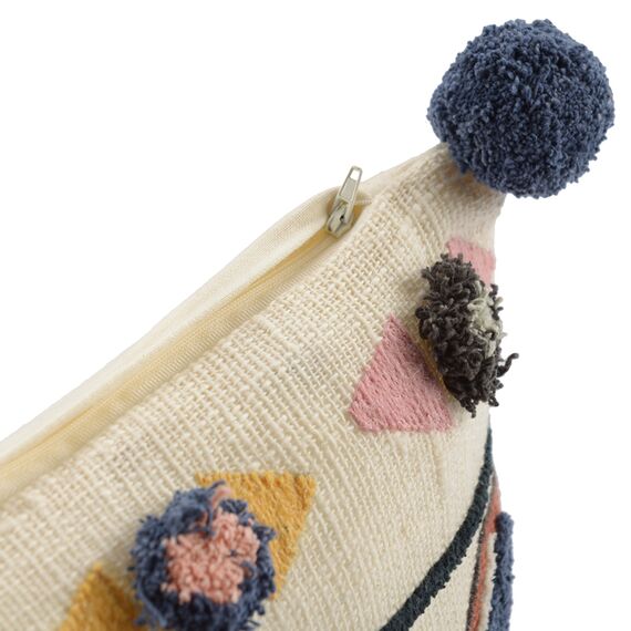 Чехол на подушку в этническом стиле с помпонами и вышивкой Птицы из коллекции Ethnic, 45х45 см, изображение 5