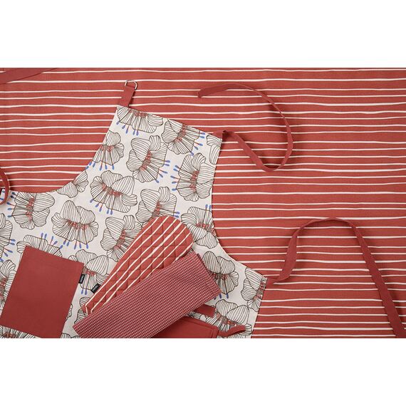 Скатерть из хлопка терракотового цвета с принтом Полоски из коллекции Prairie, 170х170 см, изображение 5