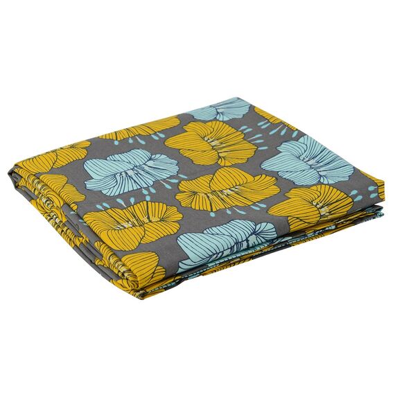 Скатерть из хлопка серого цвета с принтом Цветы из коллекции Prairie, 170х170 см, изображение 2