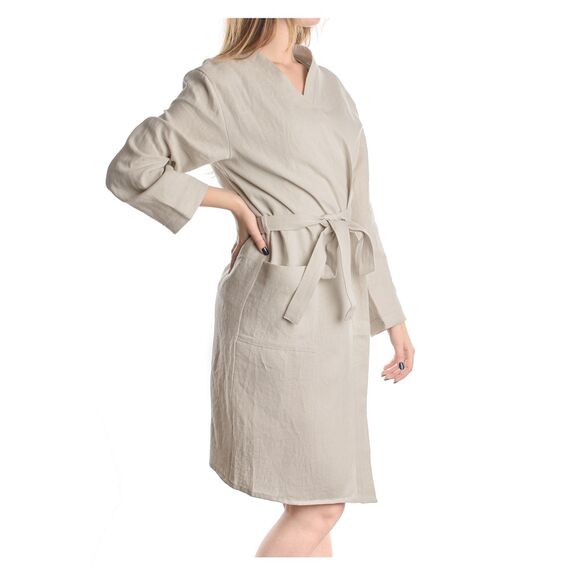 Халат из умягченного льна бежевого цвета Essential S, изображение 4