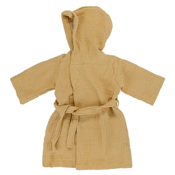 Халат из жатого хлопка горчичного цвета из коллекции Essential 3-4Y, изображение 7
