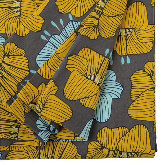 Скатерть из хлопка серого цвета с принтом Цветы из коллекции Prairie, 170х250 см, изображение 4