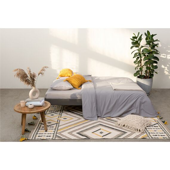 Чехол на подушку макраме горчичного цвета из коллекции Ethnic, 35х60 см, изображение 2