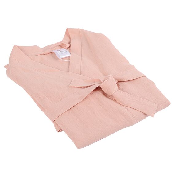 Халат из умягченного льна розово-пудрового цвета из коллекции Essential, размер S, изображение 5