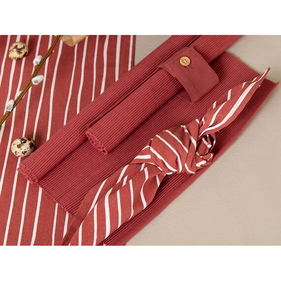 Салфетка сервировочная из хлопка терракотового цвета с принтом Полоски из коллекции Prairie, 45х45 см, изображение 6