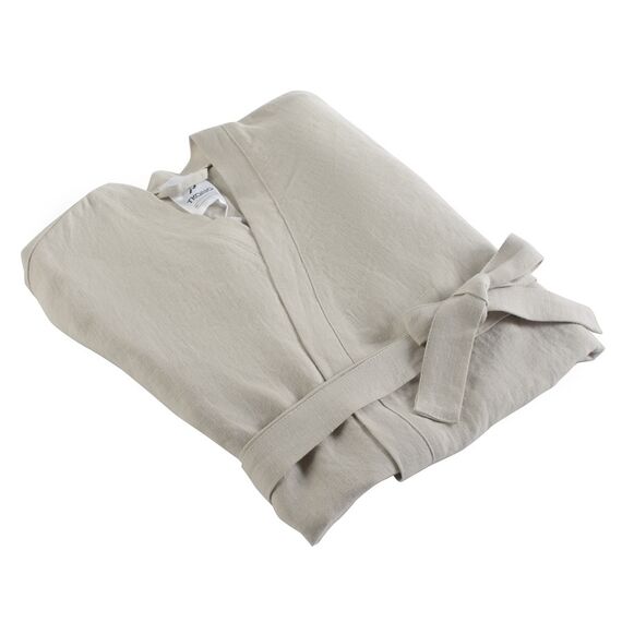 Халат из умягченного льна бежевого цвета Essential M, изображение 7