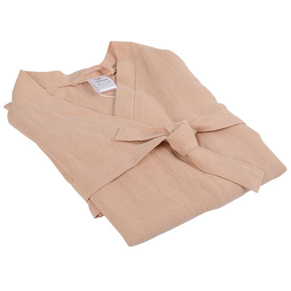 Халат из умягченного льна розово-пудрового цвета из коллекции Essential, размер M, изображение 4