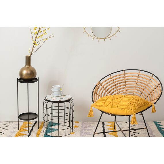 Чехол на подушку макраме горчичного цвета из коллекции Ethnic, 35х60 см, изображение 13