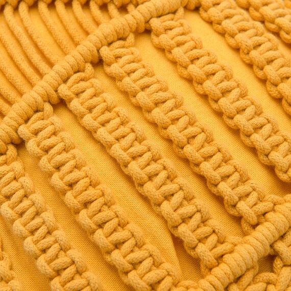Чехол на подушку макраме горчичного цвета из коллекции Ethnic, 35х60 см, изображение 11