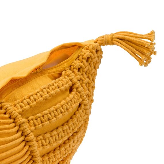 Чехол на подушку макраме горчичного цвета из коллекции Ethnic, 35х60 см, изображение 12