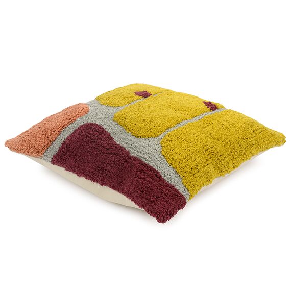 Чехол на подушку с рисунком Tea plantation горчичного цвета из коллекции Terra, 45х45 см, изображение 4