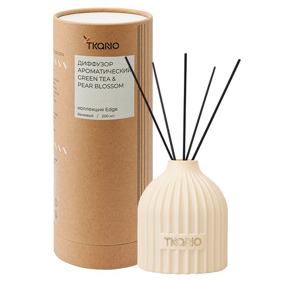 Диффузор ароматический Green tea & Pear blossom из коллекции Edge, 200 мл, бежевый, Tkano