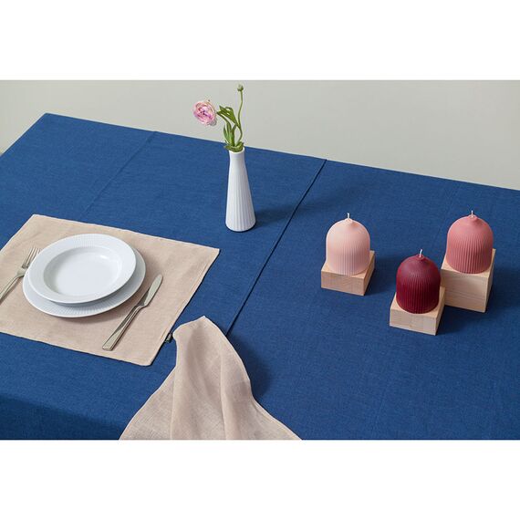 Дорожка на стол из стираного льна синего цвета из коллекции Essential, 45х150 см, изображение 6