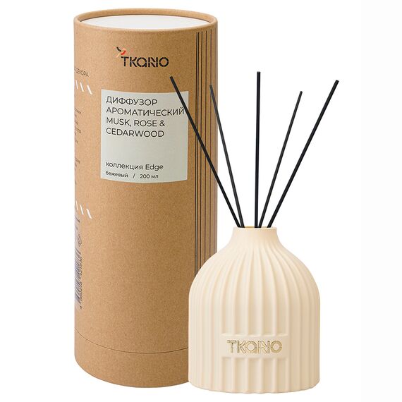 Диффузор ароматический Musk, Rose & Cedarwood из коллекции Edge, 200 мл, бежевый, Tkano